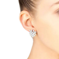 Flowers Large Stud Earrings Silver-2