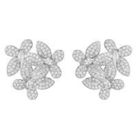 Flowers Large Stud Earrings Silver-0