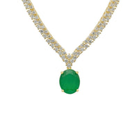 Garbo Oval Gemstone Tennis Necklace Emerald Gold-0
