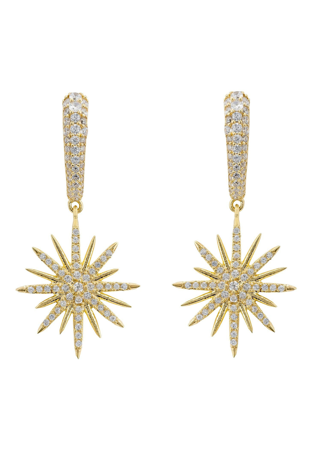 Star Burst Drop Earrings Gold-0