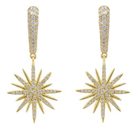 Star Burst Drop Earrings Gold-0