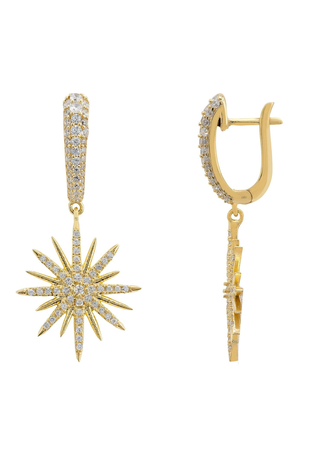 Star Burst Drop Earrings Gold-4