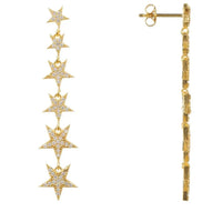 Graduated Star Drop Earrings Gold-2