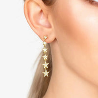 Graduated Star Drop Earrings Gold-1