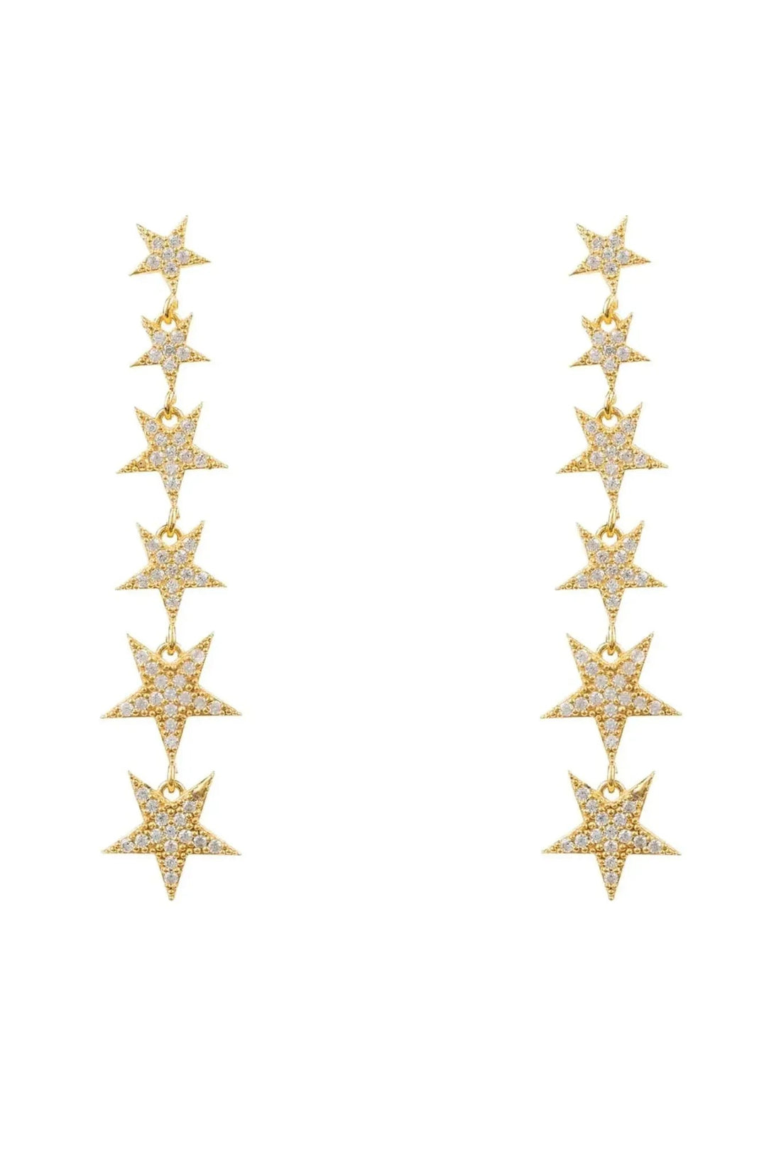 Graduated Star Drop Earrings Gold-0
