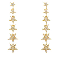 Graduated Star Drop Earrings Gold-0