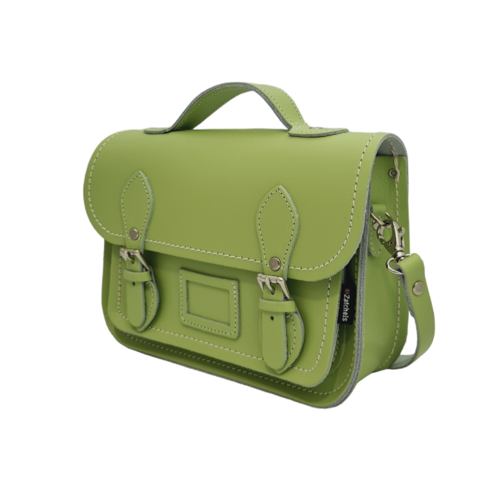 Leather Midi Satchel - Grass Green-2