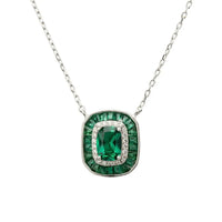 Great Gatsby Pendant Necklace Emerald Silver-0