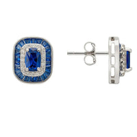 Great Gatsby Stud Earrings Sapphire Silver-3