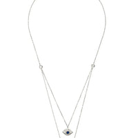 Hamsa Hand And Evil Eye Layered Necklace Silver-2