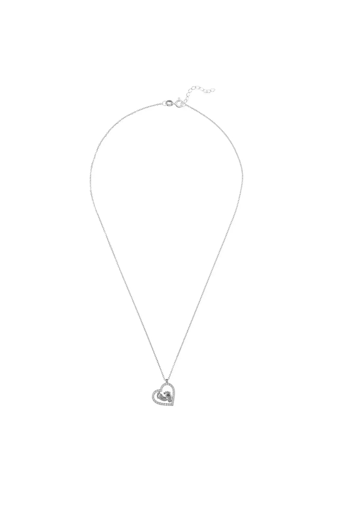 Heart Mum Pendant Necklace Silver-2