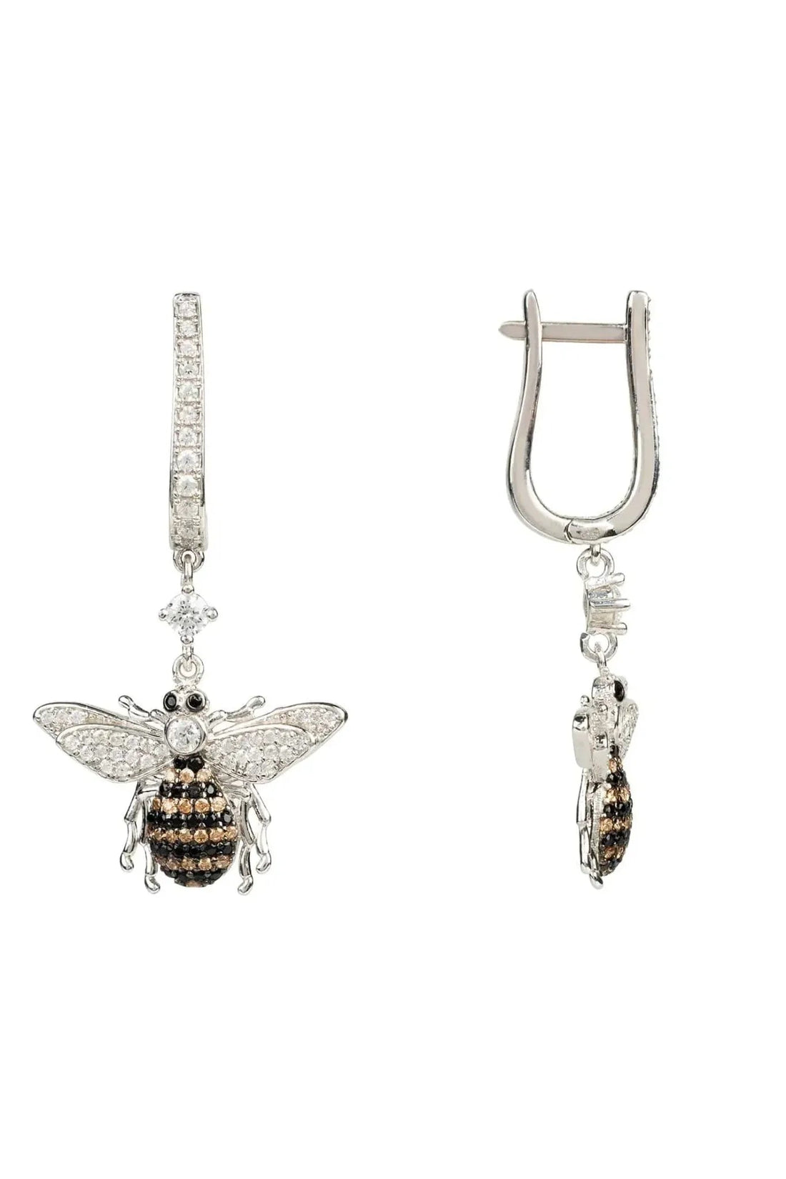 Honey Bee Drop Earrings Silver-2