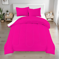 Hot pink comforter set with stitched panel design and matching pillow shams