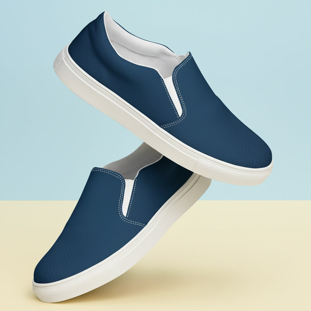 Navy Womens Canvas Shoes | Classic Blue Slip-On Sneakers