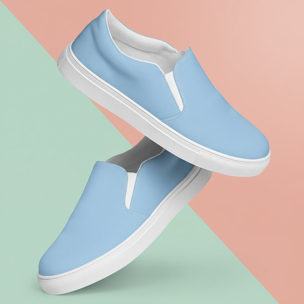 Light Blue Womens Canvas Shoes | Airy Coastal Slip-Ons