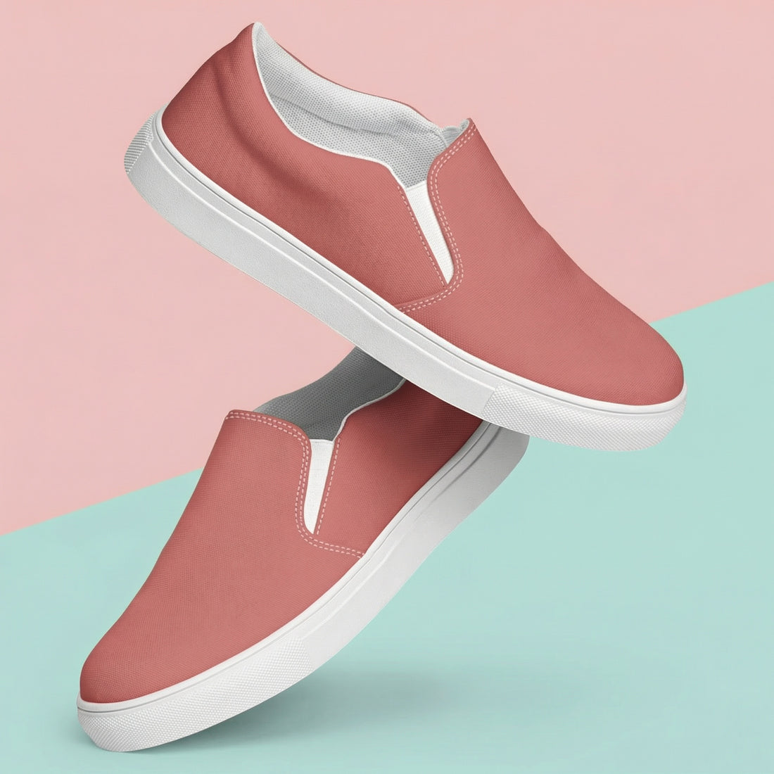 Coral Canvas Slip-On Shoes for Women