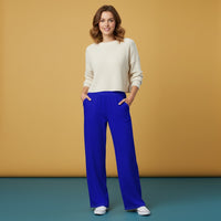 Cobalt Blue Wide Leg Pants | Electric Blue High Waisted Streetwear Flowy Joggers