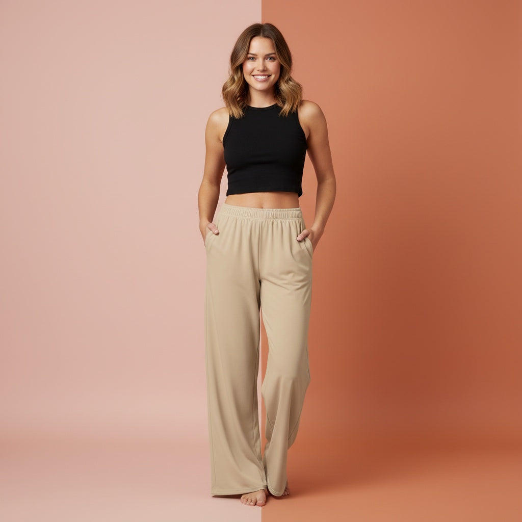 Camel Wide Leg Pants | High Waisted Tan Beige Streetwear Baggy Flowy Joggers