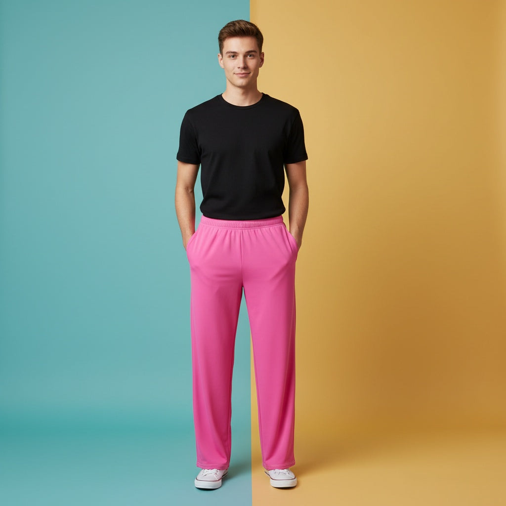 Hot Pink Wide Leg Pants | High Waisted Vibrant Streetwear Baggy Joggers