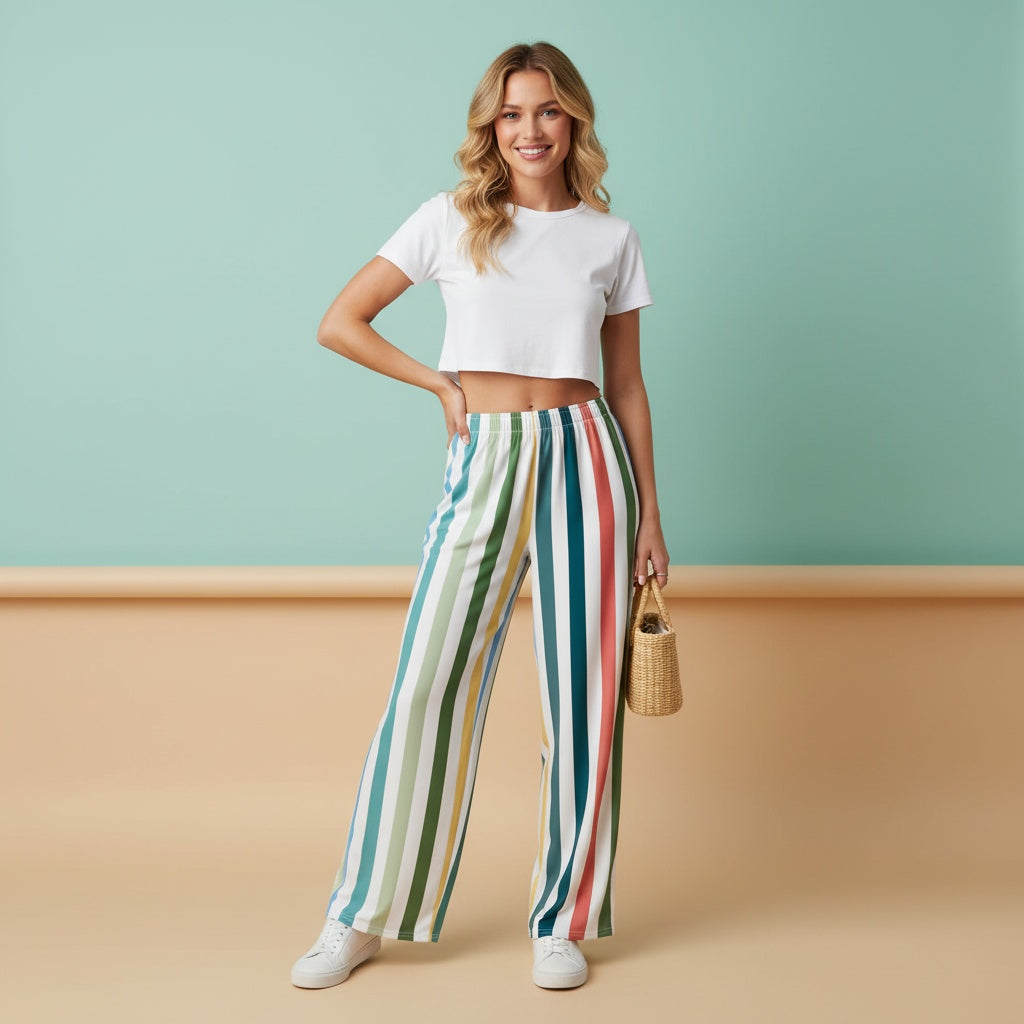 Pinstripe Wide Leg Pant | Vertical Stripe Business Casual Streetwear Baggy Joggers