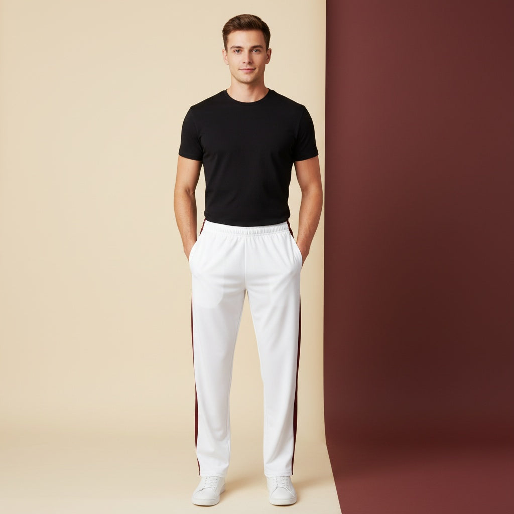 Wide Leg Pants With Stripe On Side | Athletic Track Streetwear Baggy Joggers