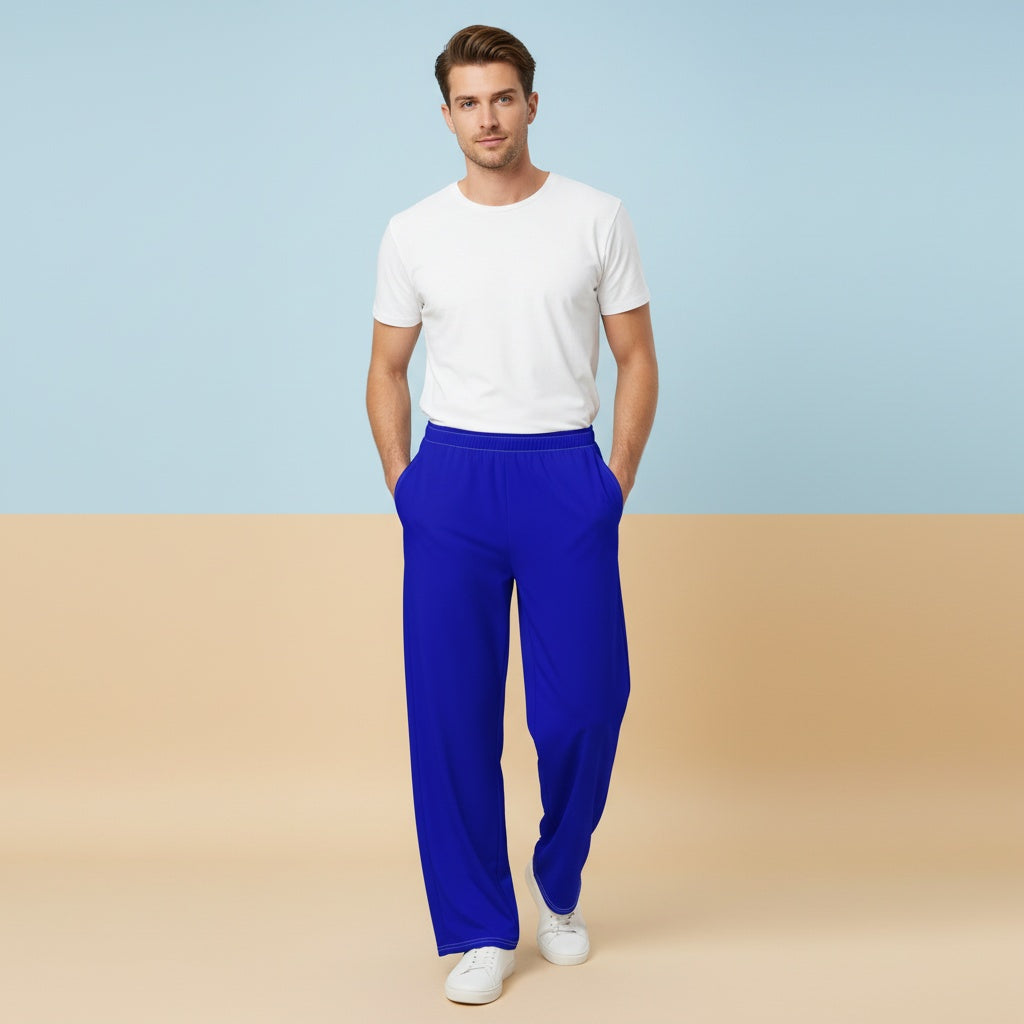 Cobalt Blue Wide Leg Pants | Electric Blue High Waisted Streetwear Flowy Joggers
