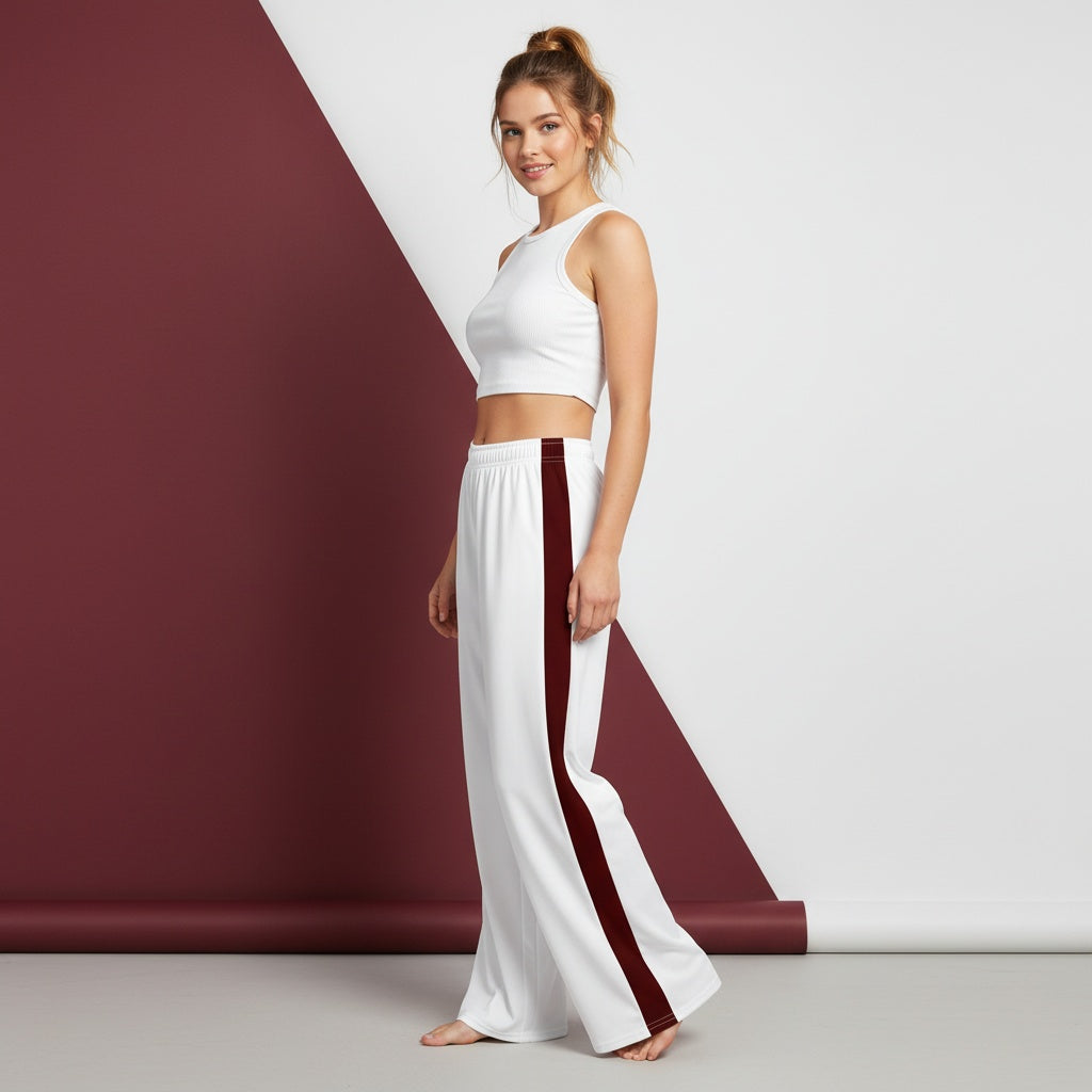 Wide Leg Pants With Stripe On Side | Athletic Track Streetwear Baggy Joggers