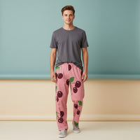 Elastic Waist Wide Leg Pants | Cherry Print Streetwear Baggy Joggers
