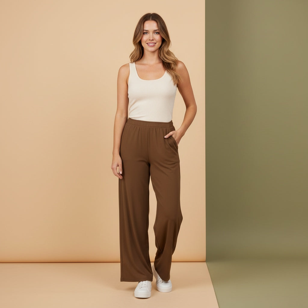 Brown Wide Leg Pants | Dark Brown Chocolate Streetwear Baggy Loungewear