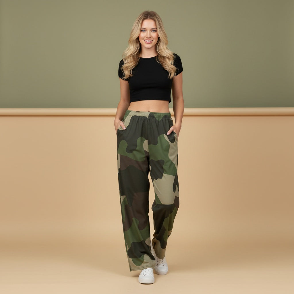 Camouflage Wide Leg Pants | Army Cargo Fatigue Urban Streetwear Baggy Joggers