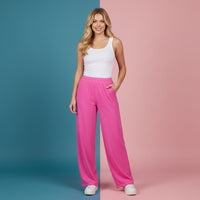 Hot Pink Wide Leg Pants | High Waisted Vibrant Streetwear Baggy Joggers