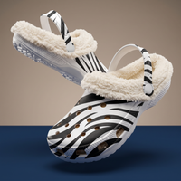 Women's Zebra Print Fluffy Clogs With Fleece Lining Ladies Shoes
