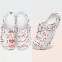 Women's Heartbeat EKG Print Nursing Clogs Professional Hospital Shoes