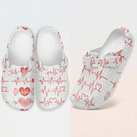 Women's Heartbeat EKG Print Nursing Clogs Professional Hospital Shoes