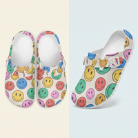 Smiley Face Funky Clogs For Women Multi Coloured Work Shoes
