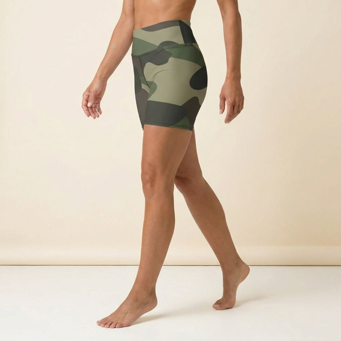 Womens Camo Shorts | Classic Green Camo High-Waisted Yoga Shorts