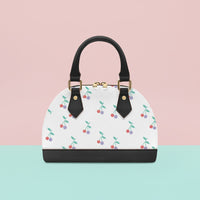 Handbag Cherry | Convertible Shell Crossbody with Red & Lilac Cherries on Cream
