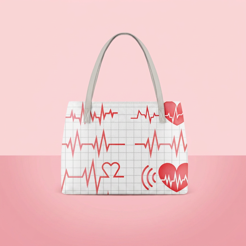 Tote Bags For Women Nursing Heartbeat EKG Print