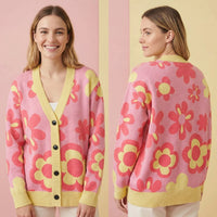 Unisex Floral Cardigan Sweater 2XS-3XL