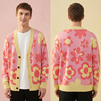 Unisex Floral Cardigan Sweater 2XS-3XL