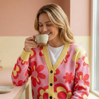 Unisex Floral Cardigan Sweater 2XS-3XL