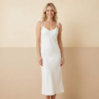 White Slip Dress | Fairy Silhouette Midi Sun Dress