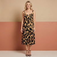 Cheetah Print Slip Dress | Floaty Animal Print Midi with Side Slit