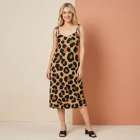 Animal Print Slip Dress | Leopard Midi Chiffon Sun Dress