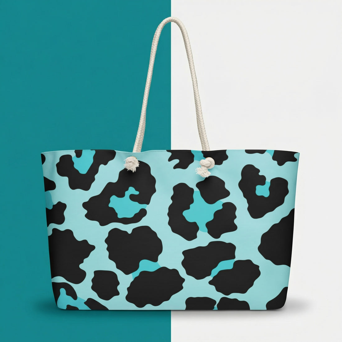Blue Leopard Print Canvas Tote Bags | Creative Oversized Weekender