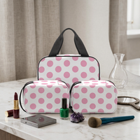 Light Pink Makeup Bag Polka Dot Set 3-Piece