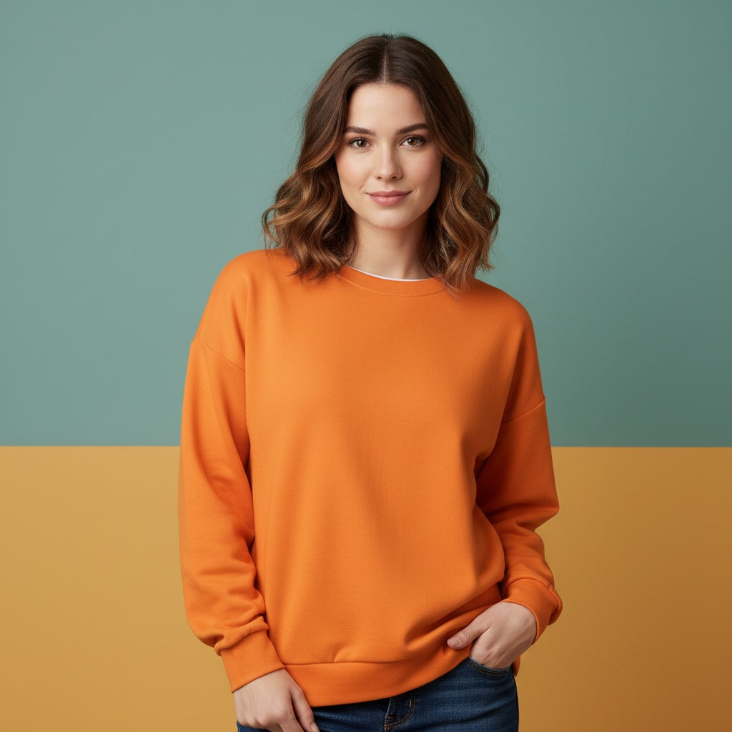 Orange Sweater | Unisex Pullover Aesthetic Sweatshirt
