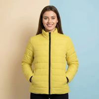 Yellow Puffer Coat | Bright Plain Yellow Insulated Jacket