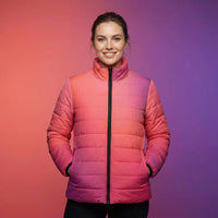 Ombre Puffer Coat | Purple and Orange Gradient Quilted Outerwear