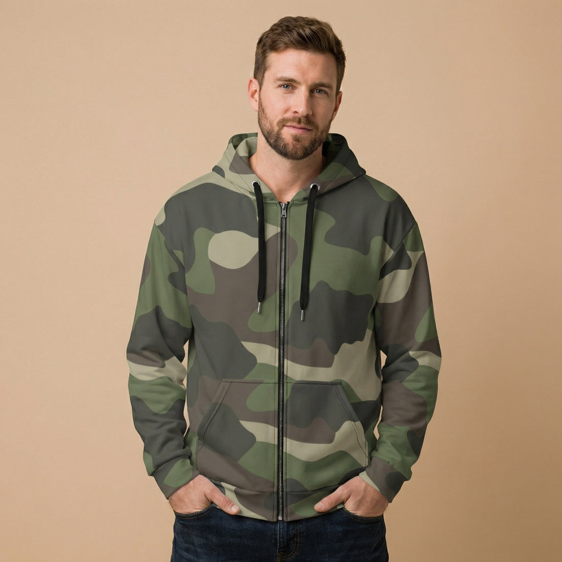 Camo Zip Up | Classic Green Camo Unisex Zip Hoodie